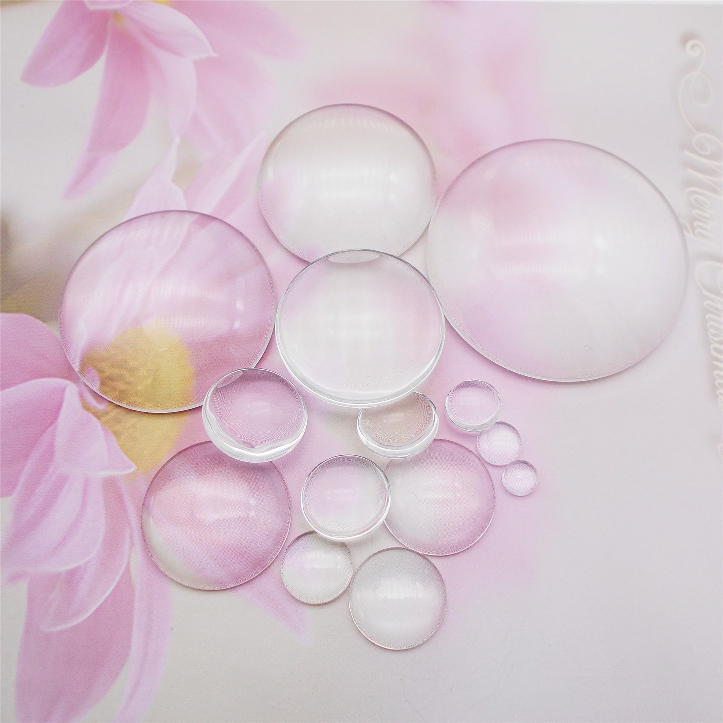 Transparent Glass Cabochons Clear Round Flat Back Dome Tile Cabochon Covers for Cameo Photo Pendant Jewelry Making