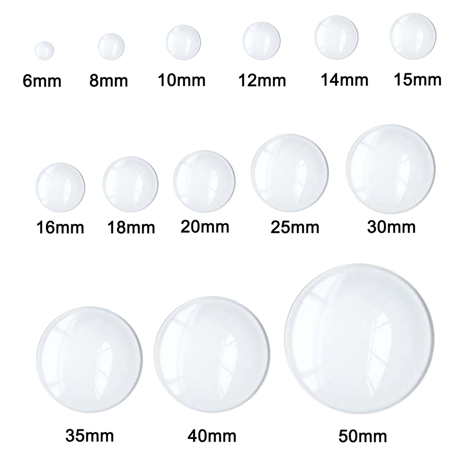 Transparent Glass Cabochons Clear Round Flat Back Dome Tile Cabochon Covers for Cameo Photo Pendant Jewelry Making