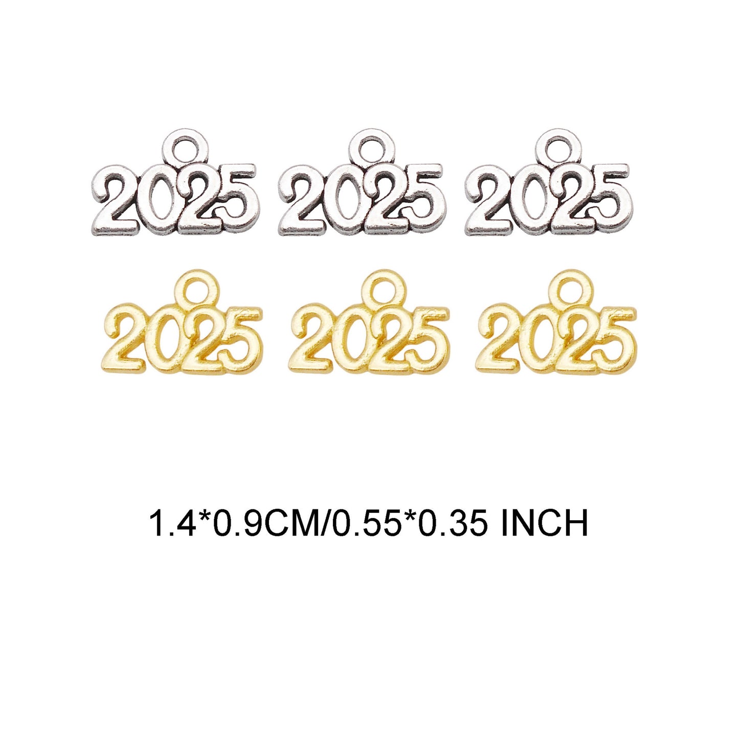 200 PCS 2025 Mixed Gold Antique Silver Color Year Number Charms Graduation Pendants for Necklace Earrings Bracelet Jewelry Making