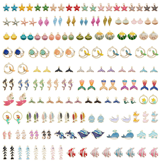 25 Pairs Alloy Enamel Starfish Seashell Cat Dog Charms Colorful Assortment Flower Animal Ocean Summer Pendants for Necklace Bracelets Earrings Jewelry Making Crafts DIY Supplies