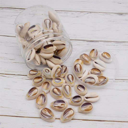 90g One Jar of Sliced Cowrie Shell Sea Shell Cut Grey Beige for Craft DIY Jewelry Necklace Earring Bracelet Making Home Decoration Phone Frame Candle Making Large Size