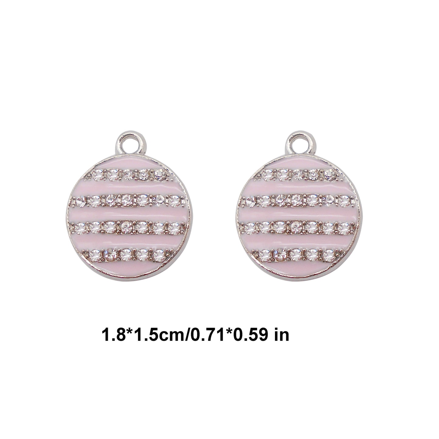 30pcs Pink Round Alloy Enamel Charms Ball Rhinestones Pendant for Jewelry Necklace Bracelet Earring Making Keychain Bookmark DIY Craft Findings10pcs/pack