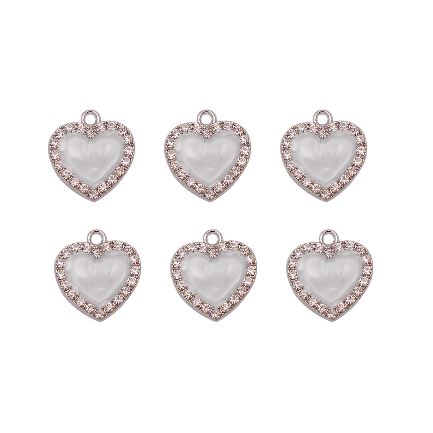 30pcs Pink Heart Alloy Enamel Charms Rhinestones Pendant for Jewelry Necklace Bracelet Earring Making Keychain Bookmark DIY Craft Findings