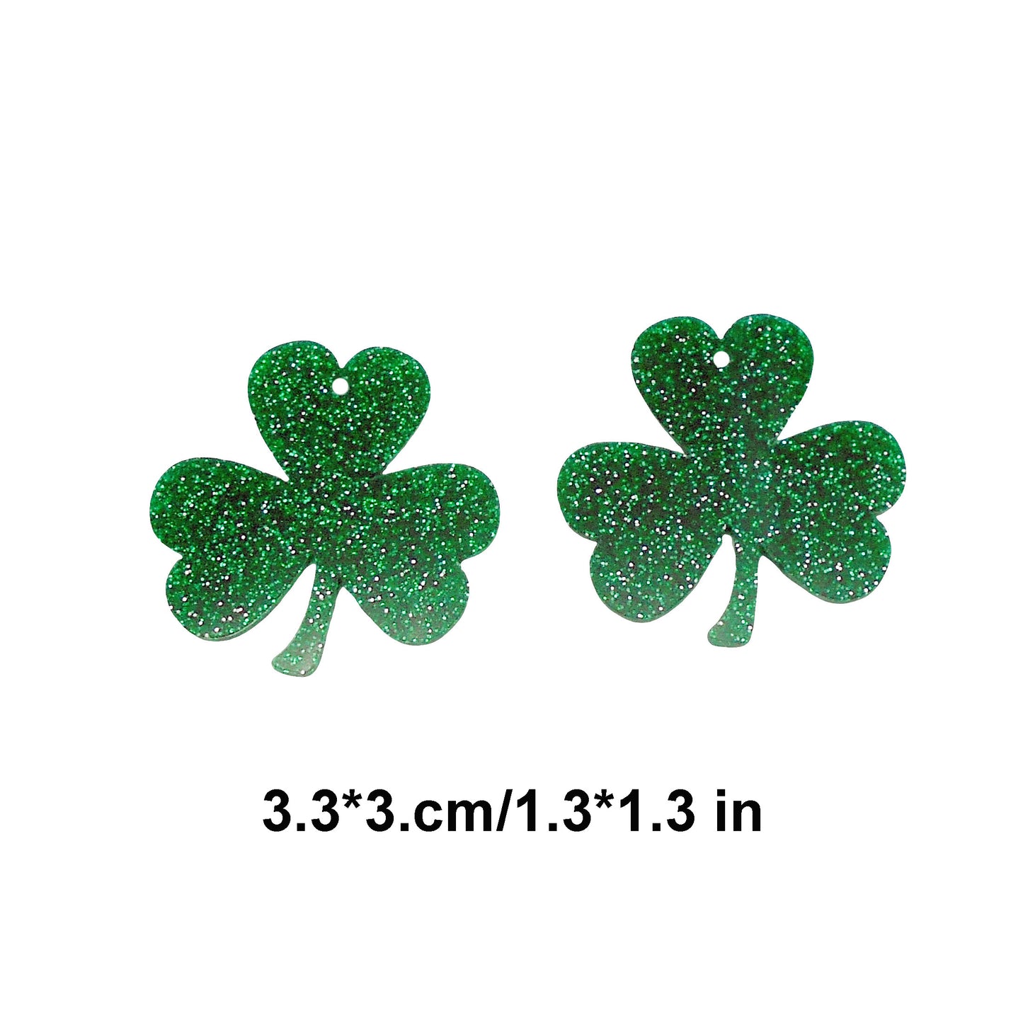 30pcs Three Leaf Clover Acrylic Shamrock St. Patrick's Day Green Pendant  for Jewelry Necklace Bracelet Earring Making Keychain Bookmark DIY Craft Findings