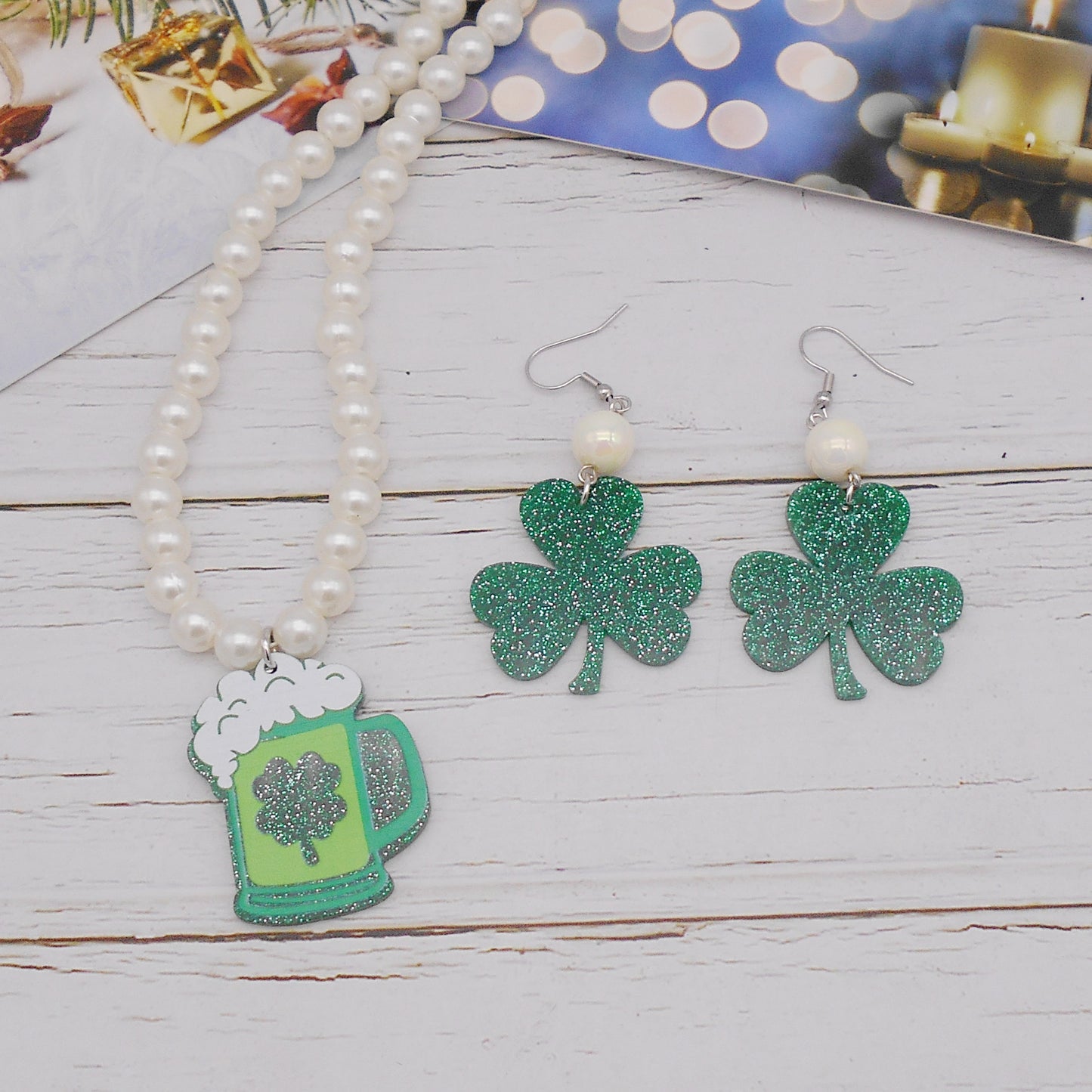 18pcs Acrylic Shamrock St. Patrick's Day Green Pendant &nbsp;Three Leaf Clover Charm for Jewelry Necklace Bracelet Earring Making Keychain Bookmark DIY Craft Findings