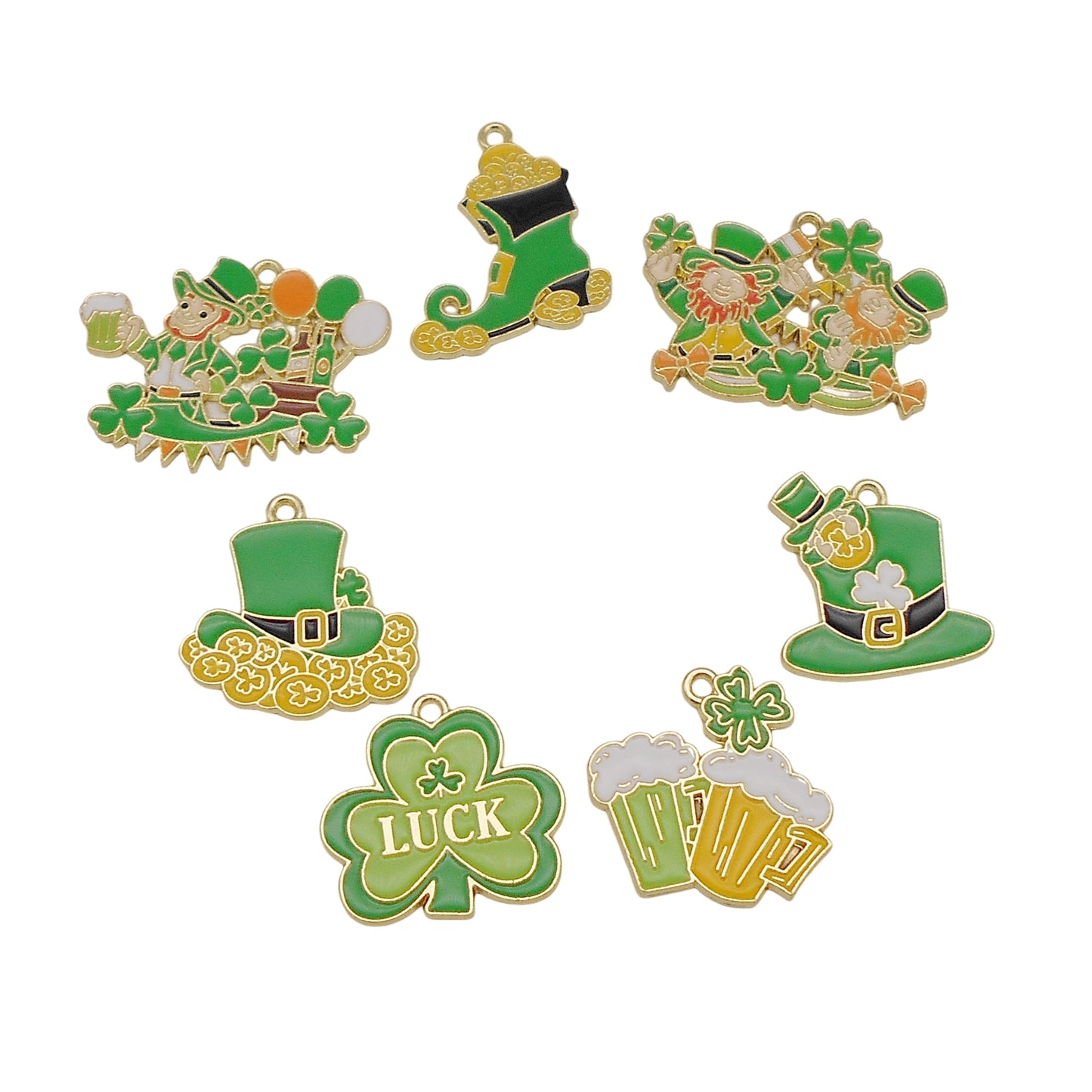 21pcs  Enamel Charms Alloy Shamrock St. Patrick's Day Pendant  for Jewelry Necklace Bracelet Earring Making Keychain Bookmark DIY Craft Findings