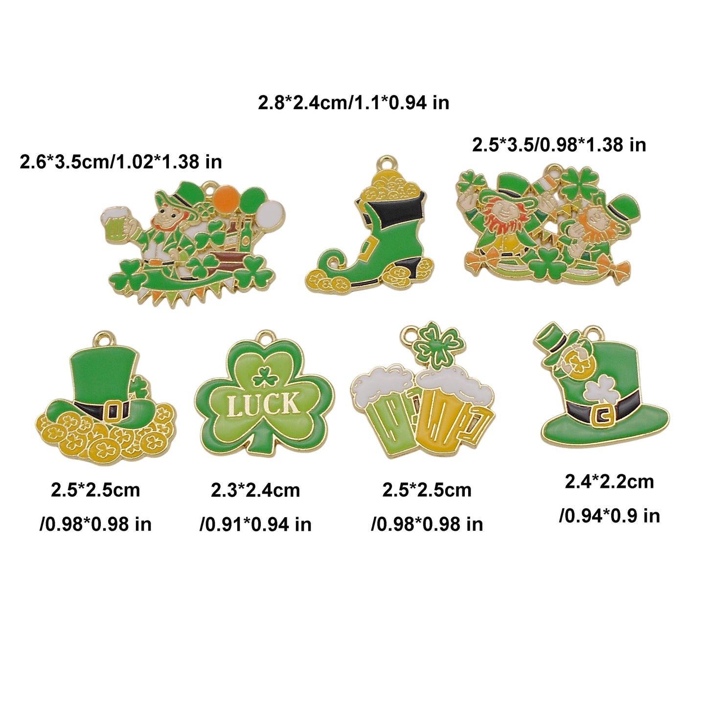 21pcs  Enamel Charms Alloy Shamrock St. Patrick's Day Pendant  for Jewelry Necklace Bracelet Earring Making Keychain Bookmark DIY Craft Findings