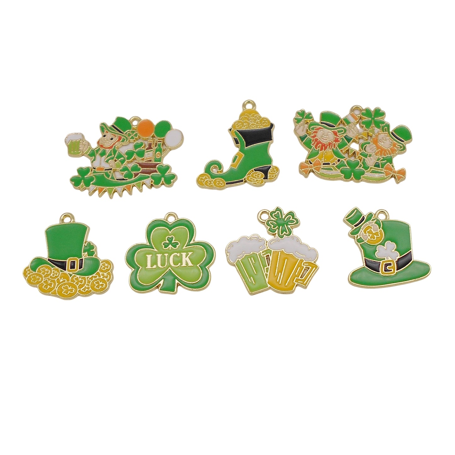 21pcs  Enamel Charms Alloy Shamrock St. Patrick's Day Pendant  for Jewelry Necklace Bracelet Earring Making Keychain Bookmark DIY Craft Findings