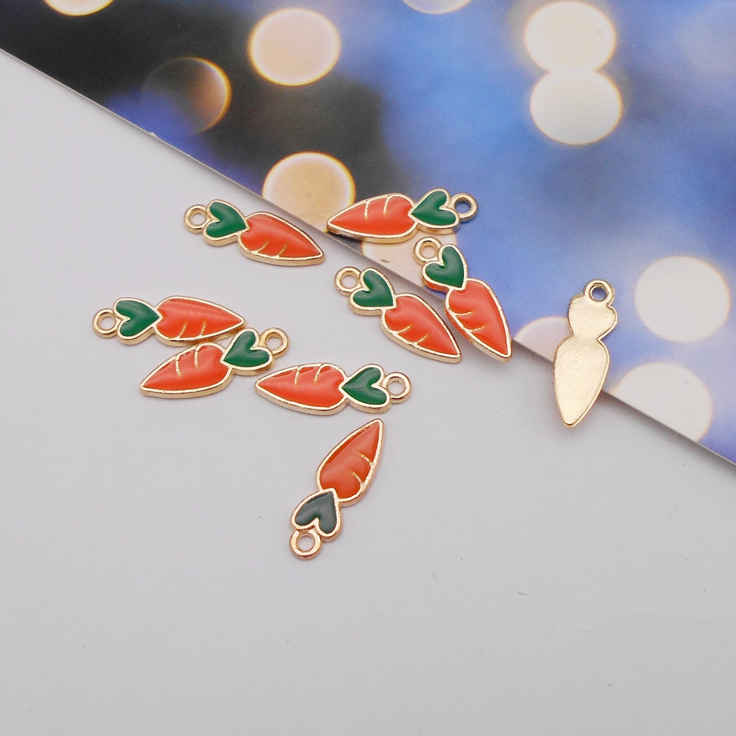 100pcs Enamel Carrot Charms Alloy Bunny  Easter Charms for Jewelry Making Necklace Earrings Keychain Bookmark DIY Craft Findings