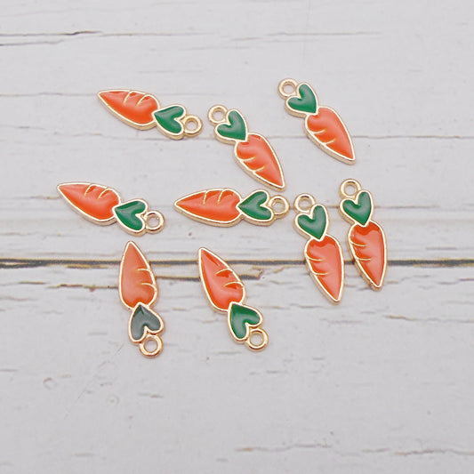 100pcs Enamel Carrot Charms Alloy Bunny  Easter Charms for Jewelry Making Necklace Earrings Keychain Bookmark DIY Craft Findings