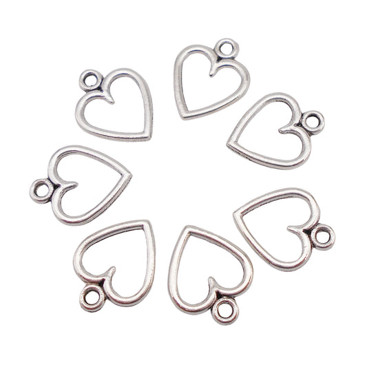 Antique Silver Alloy Heart  Charm Pendant 100pcs/pack