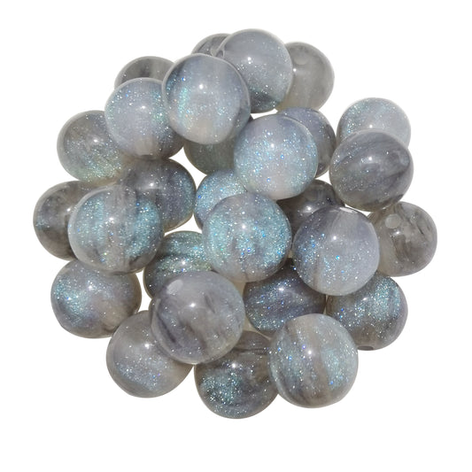 100 PCS Glitter Resin Beads Round Loose Spacer Beads for Bracelet Necklace Earrings Jewelry Making DIY Crafts 12MM