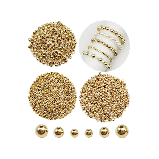 200-4200pcs 4mm  6mm  8mm Gold Tone Spacer Beads CCB Plastic Smooth Round Bead Loose Beads for Bracelet Necklace Jewelry Making