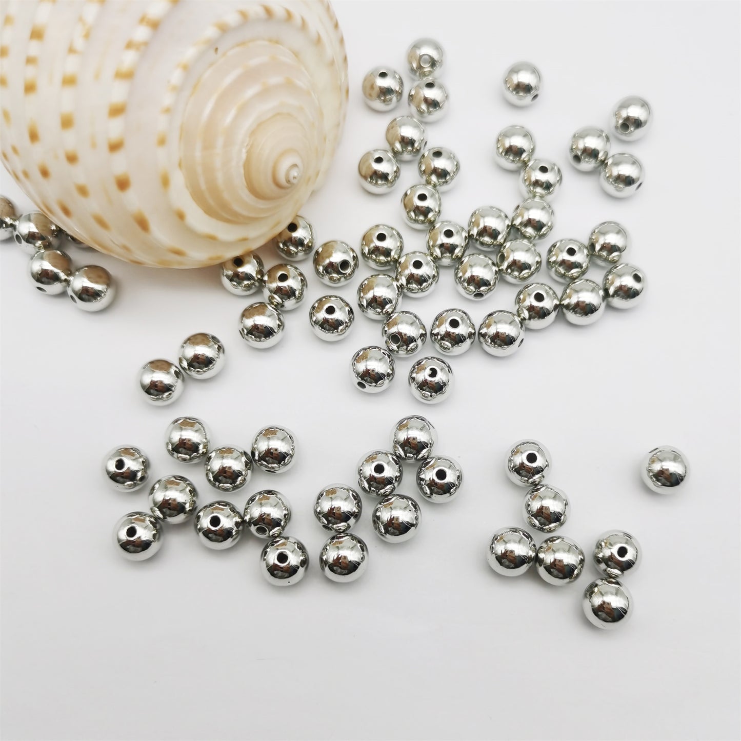 200-4200pcs 4mm  6mm  8mm SilverTone Spacer Beads CCB Plastic Smooth Round Bead Loose Beads for Bracelet Necklace Jewelry Making