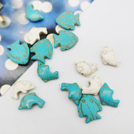 150pcs Artificial turquoise man-made turquoise dolphin fish beads for sea beach jewelry necklace bracelet earring making