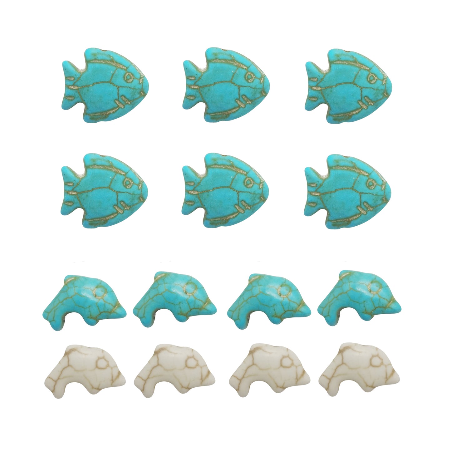 150pcs Artificial turquoise man-made turquoise dolphin fish beads for sea beach jewelry necklace bracelet earring making