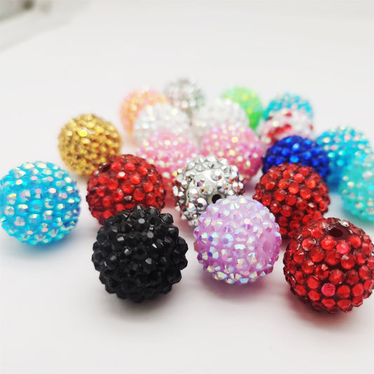 20pcs 20mm Acrylic Rhinestone Beads for Beadable Pen ，hole diameter about 3mm  Random Color