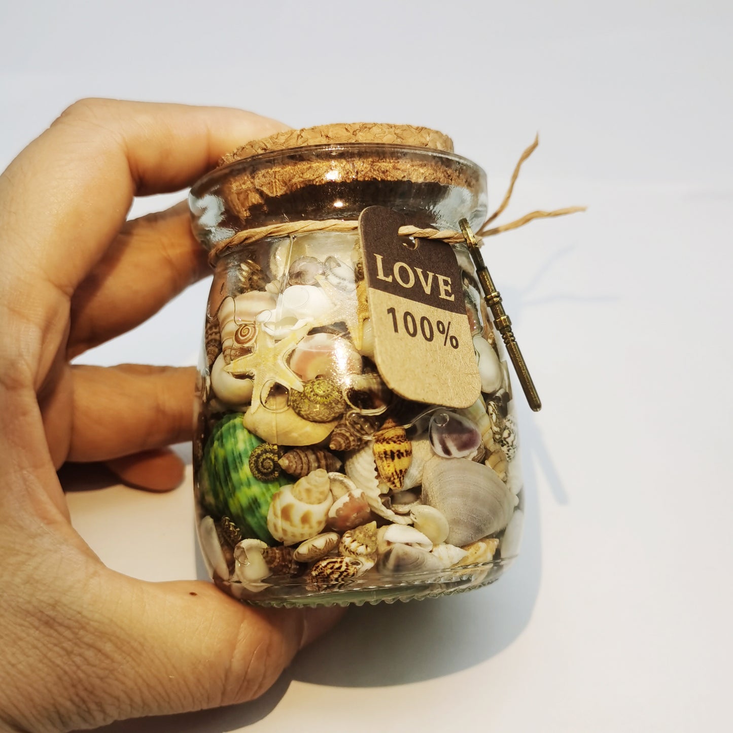 Glass Wishing Bottle Jar with Shells Conch Seashell Starfish Cork Lid Stopper Rope Key for DIY Crafts Gifts Party Wedding Decoration