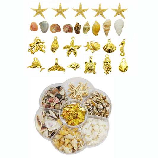 1 Box 180 PCS Natural Starfish Sea Shells Conch Seashells for Ocean Beach Theme Party Decoration Jewelry Making Candle Crafts DIY Fish Tank Vase Filler Tiny Small  Flower Box