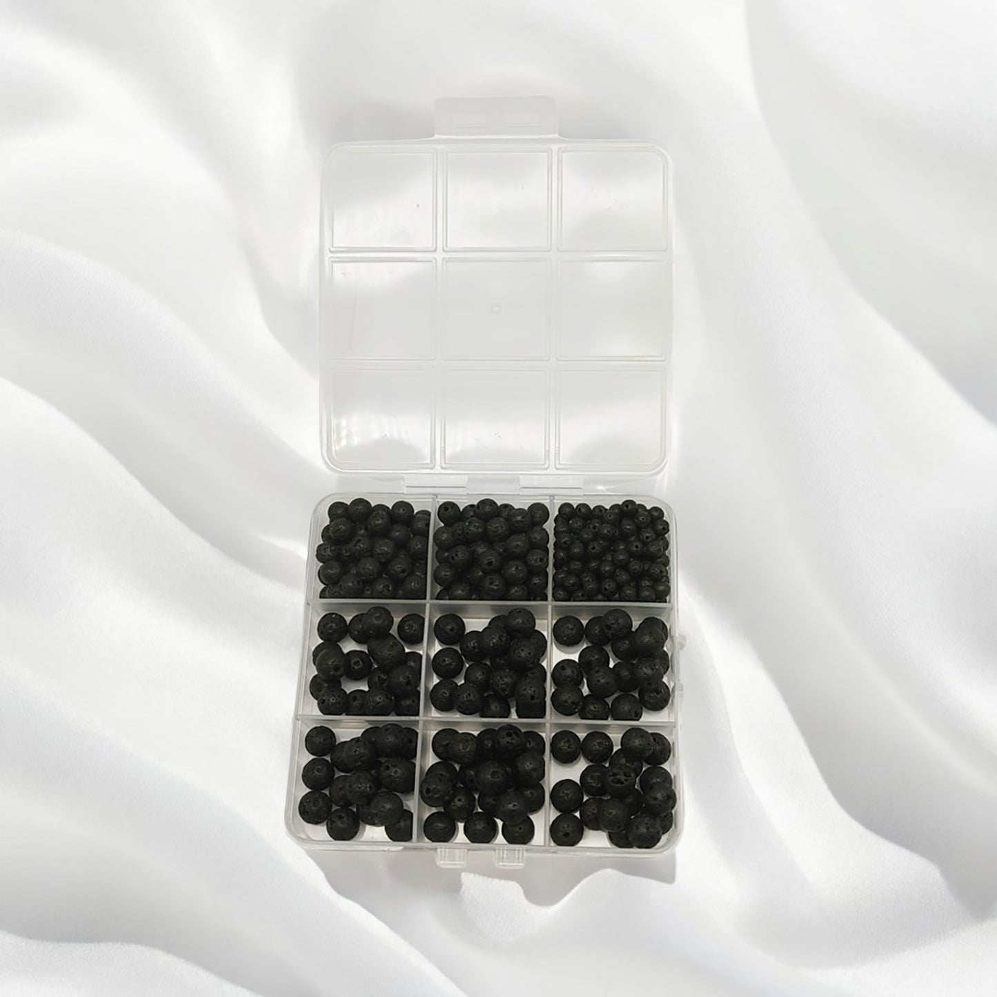 300 PCS Natural Lava Beads Round Black Volcanic Rock Stone Bead for Diffuser Essential Oils Yoga Bracelet Necklace Beading Jewelry Making 4mm 6mm 8mm