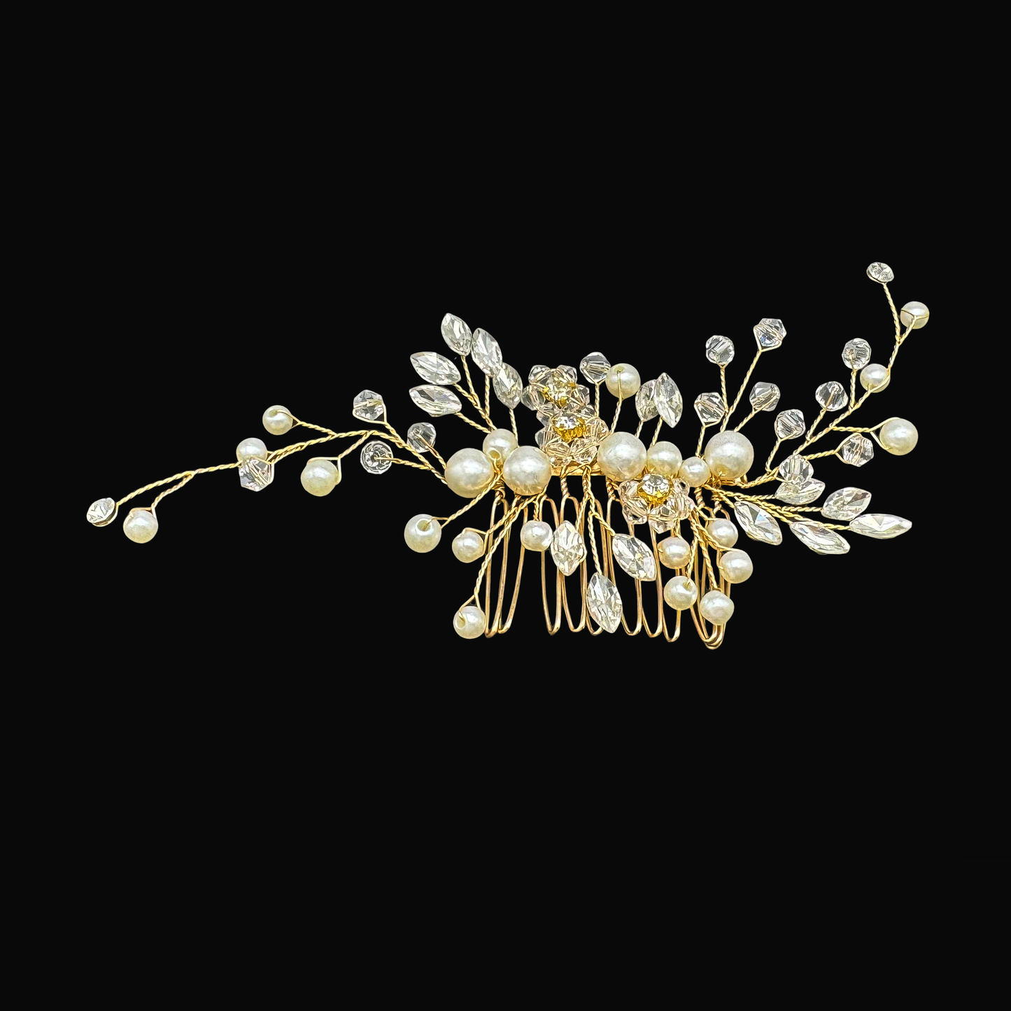 Crystal Bride Wedding Hair Comb with Pearl Rhinestone Hair Accessories Bridal Side Combs Headpiece for Women