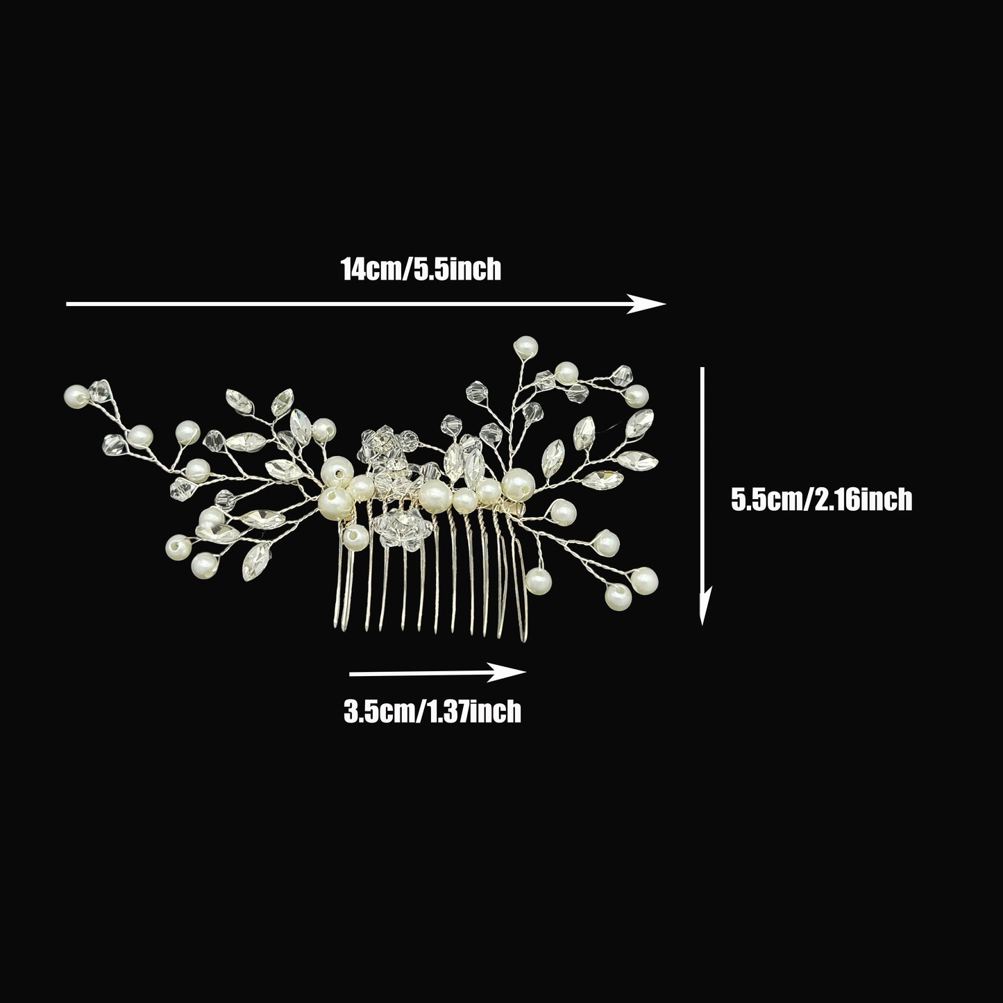 Crystal Bride Wedding Hair Comb with Pearl Rhinestone Hair Accessories Bridal Side Combs Headpiece for Women