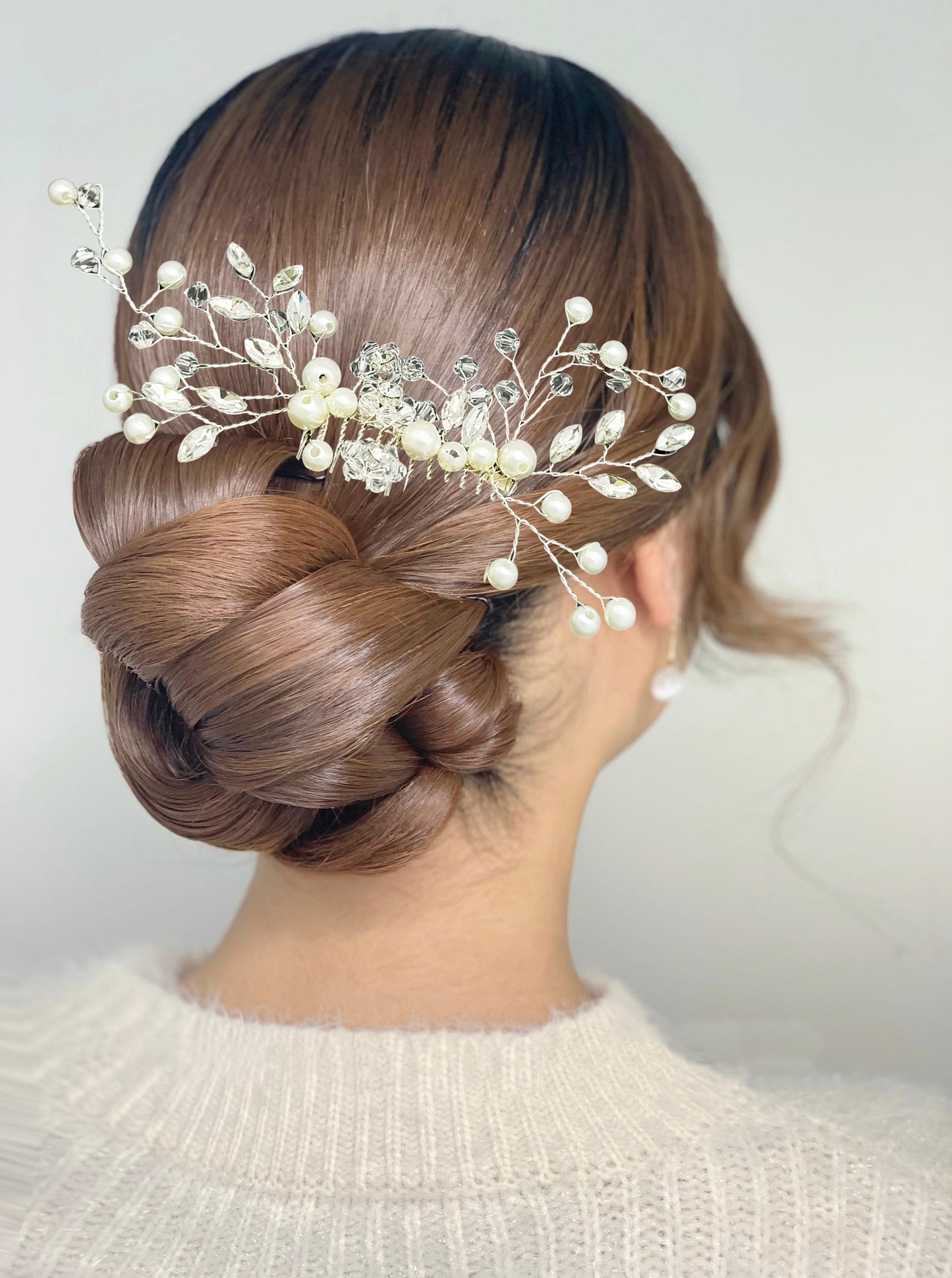 Crystal Bride Wedding Hair Comb with Pearl Rhinestone Hair Accessories Bridal Side Combs Headpiece for Women