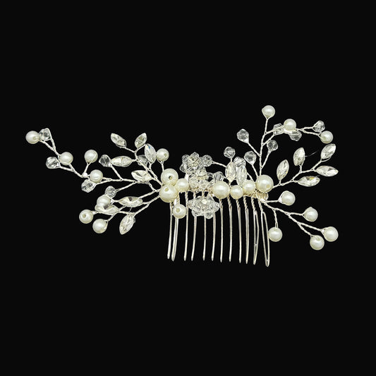 Crystal Bride Wedding Hair Comb with Pearl Rhinestone Hair Accessories Bridal Side Combs Headpiece for Women