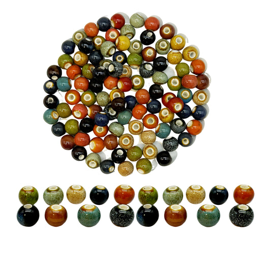 100PCS 8MM Colourful Glazed Porcelain Beads Round Ceramic Bead for Bracelets Necklaces Jewelry Making Crafts Handmade Supplies