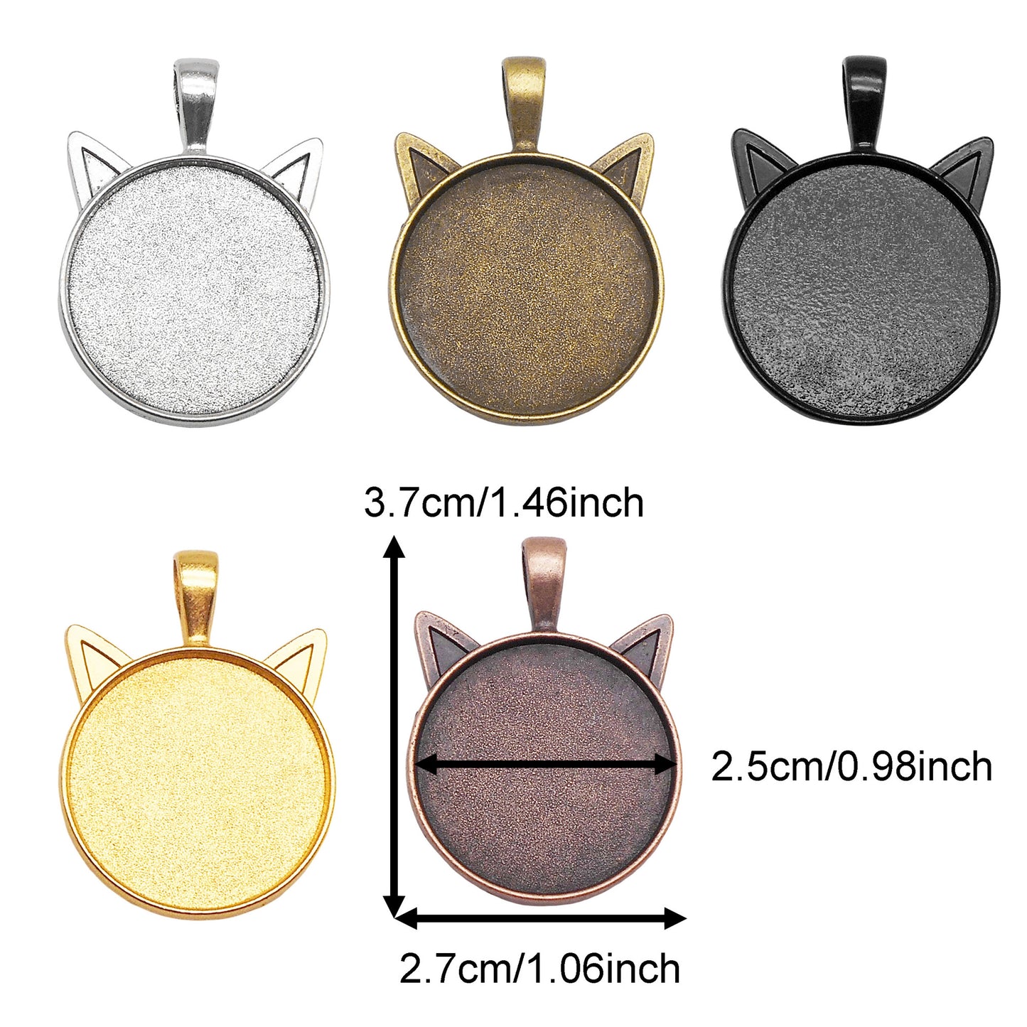 15Pcs Cat Bezel Blank Pendant  Dog Tray Setting Charm for Resin Jewelry Glass Cabochon Gemstone Cameo Photo Memory Necklace DIY Craft