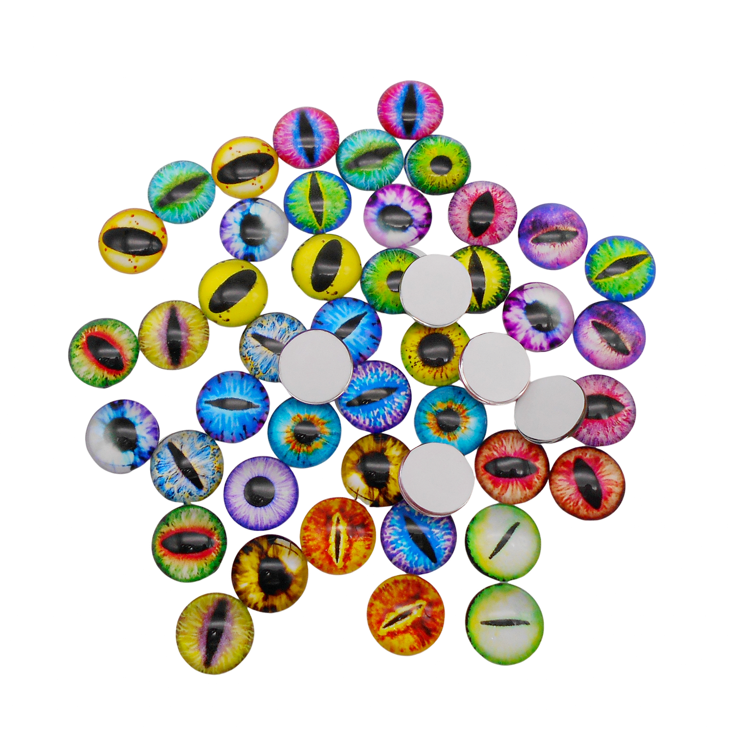 Mixed Dragon Eyes Flatback Glass Cabochon Dome for Doll Making Jewelry Settings Craft DIY Findings